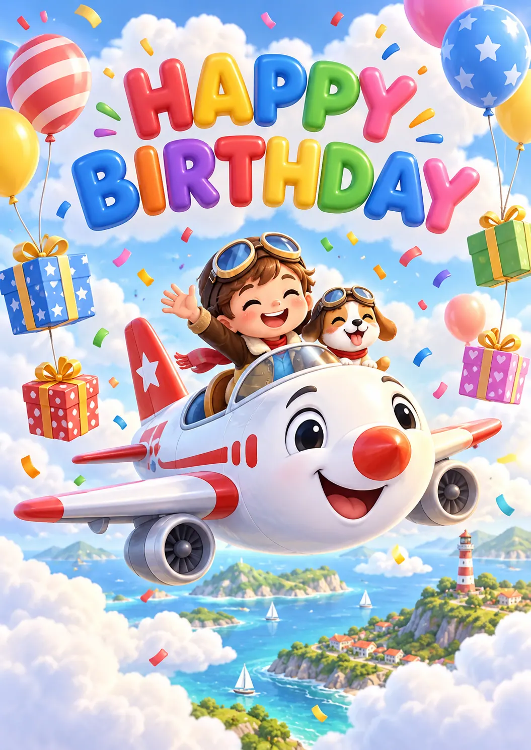 Happy Birthday Airplane Adventure Kids Birthday Poster printable poster preview