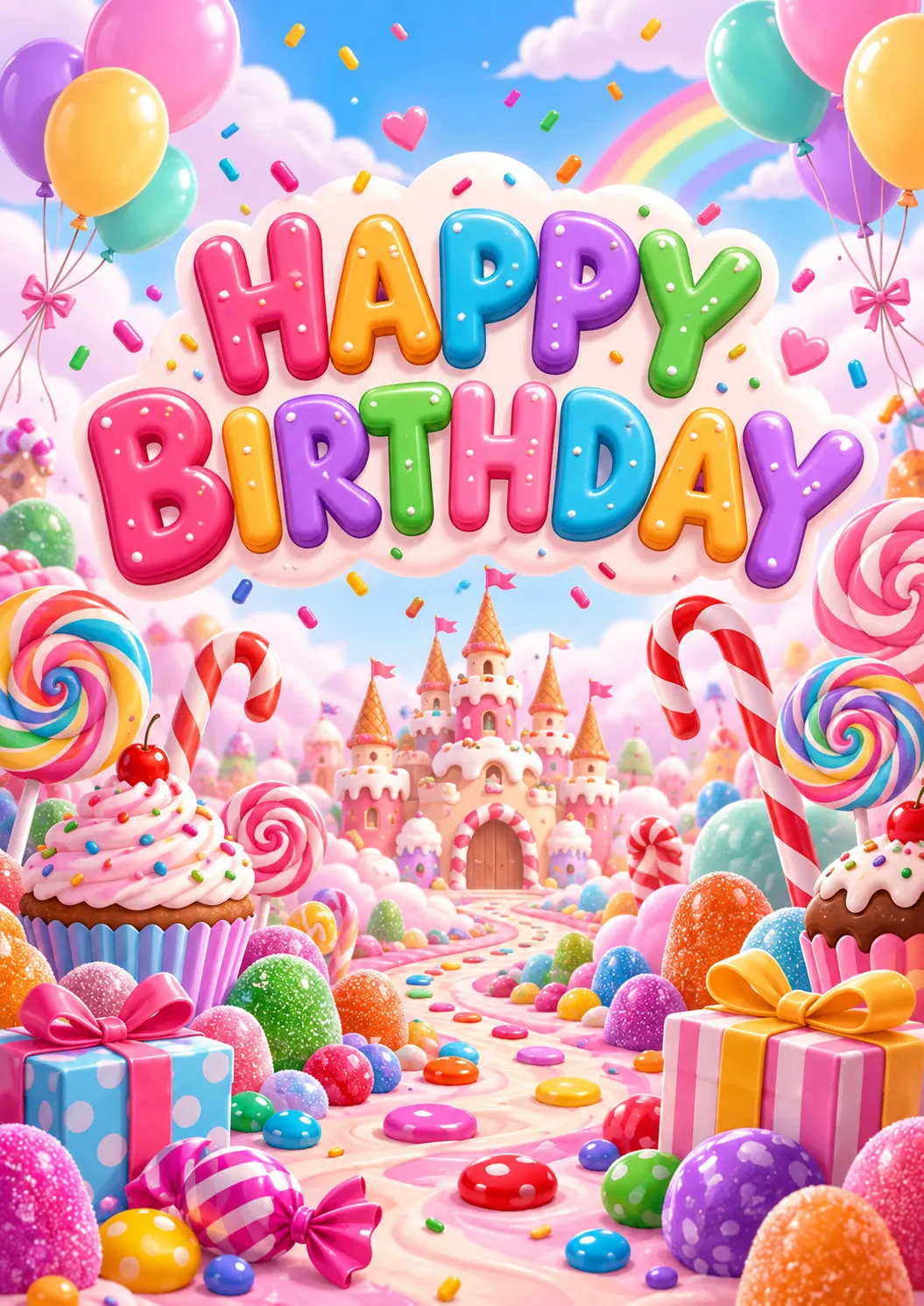 Happy Birthday Candy Wonderland Kids Birthday Poster printable poster preview