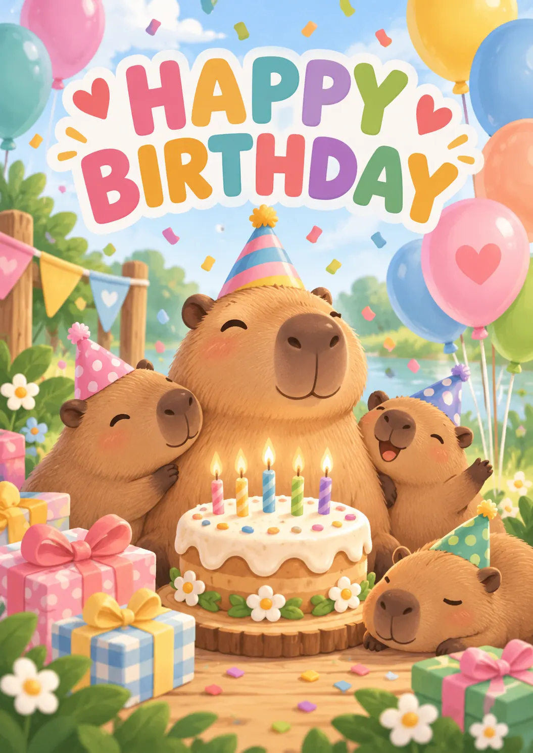 Happy Birthday Capybara Kids Birthday Poster printable poster preview