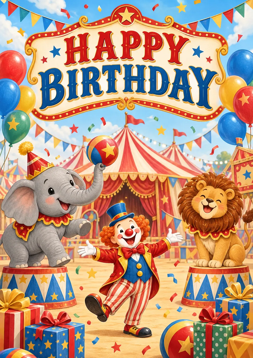 Druckvorschau für Kindergeburtstags-Poster: Zirkuskarneval