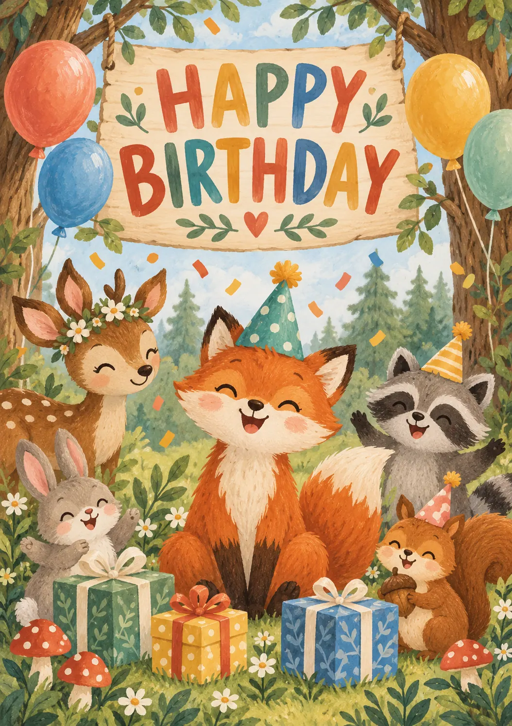 Happy Birthday Fox Kids Birthday Poster printable poster preview
