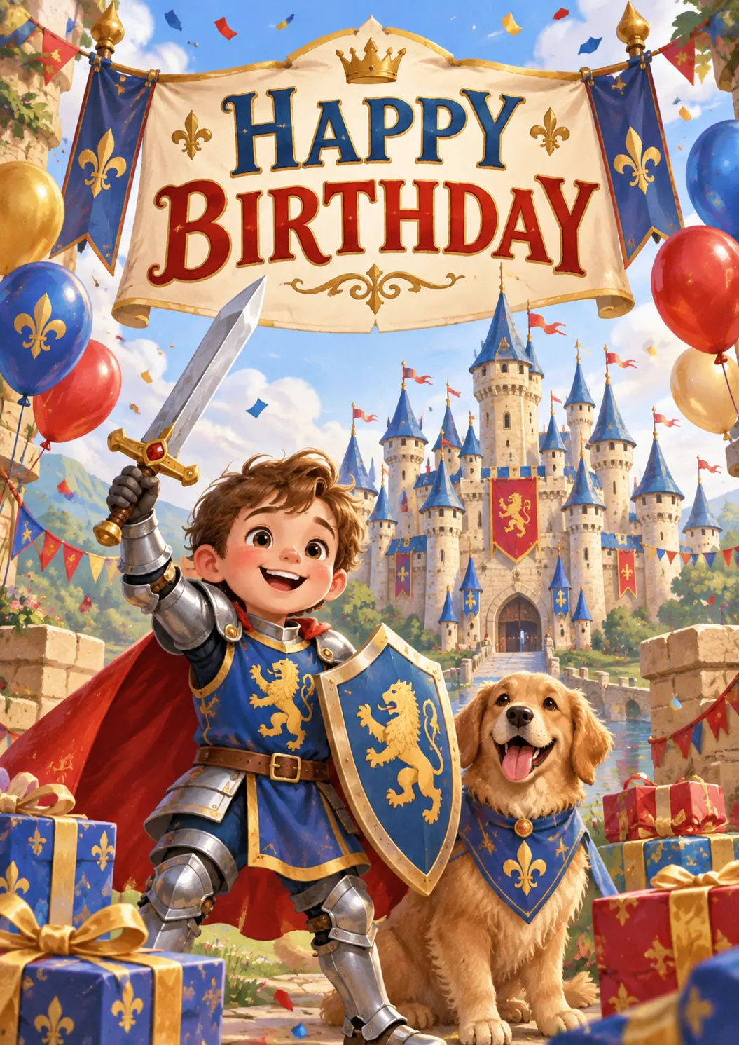 Happy Birthday Knight & Castle Kids Birthday Poster printable poster preview