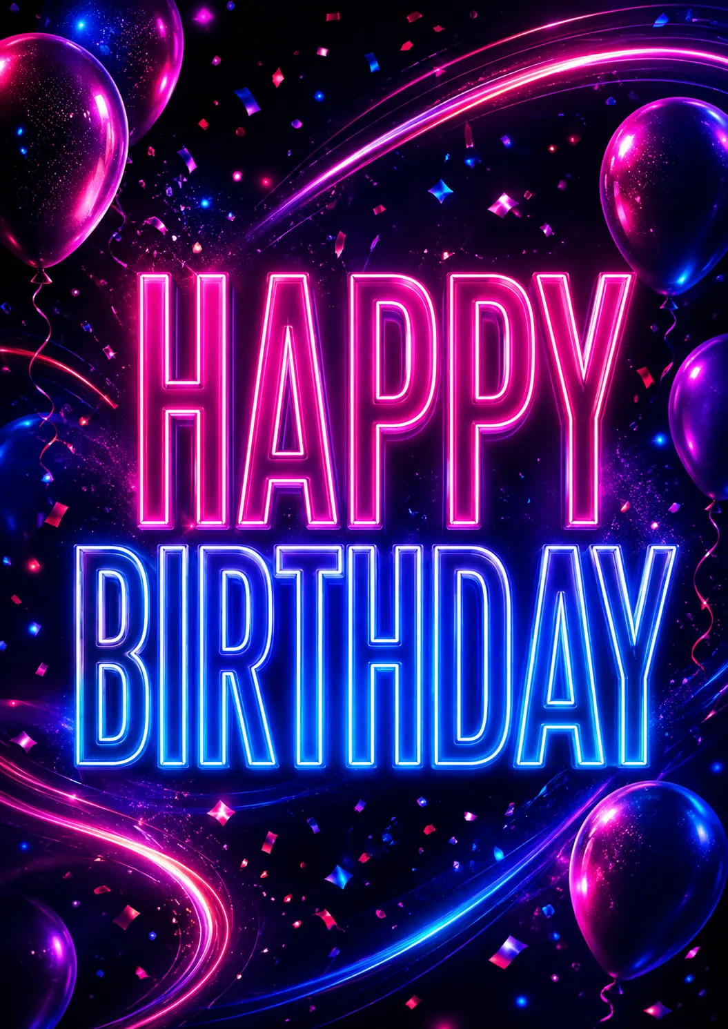 Pratinjau cetak Poster Ulang Tahun Dewasa Selamat Ulang Tahun Neon Glow
