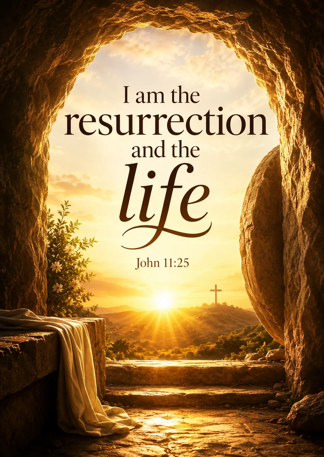 I am the resurrection and the life John 11:25 Cinematic Christian Bible Verse Poster printable poster preview