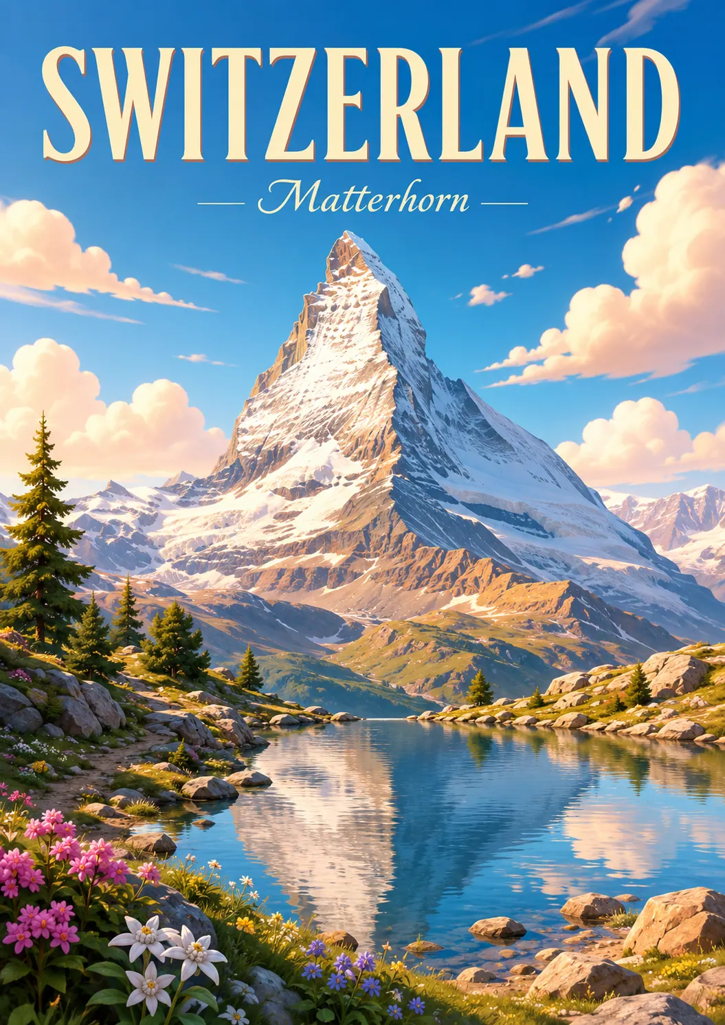 Matterhorn Switzerland Cinematic 3D Cartoon Nature Poster printable poster preview
