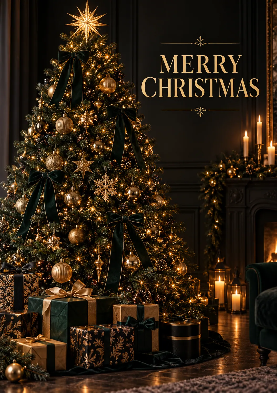 Druckvorschau für Elegantes Weihnachtsposter: Mitternachts-Weihnachtsbaum