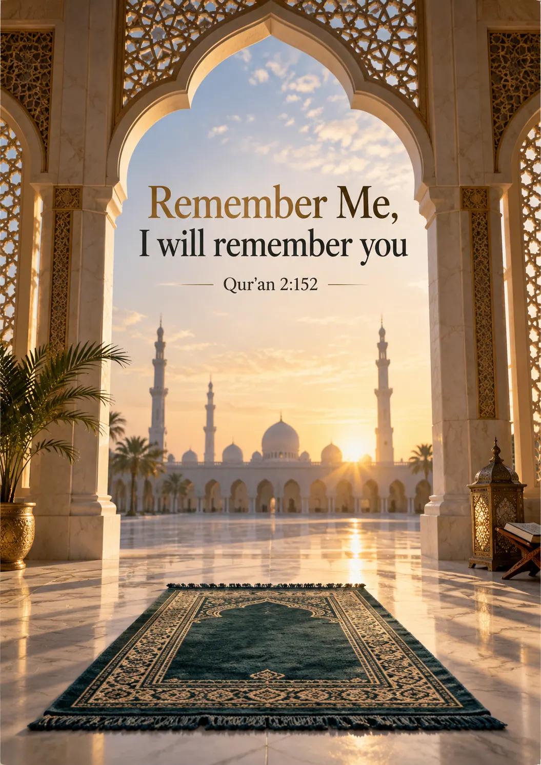 Remember Me, I will remember you 2:152 Cinematic Islamic Qur'an Verse Poster printable poster preview