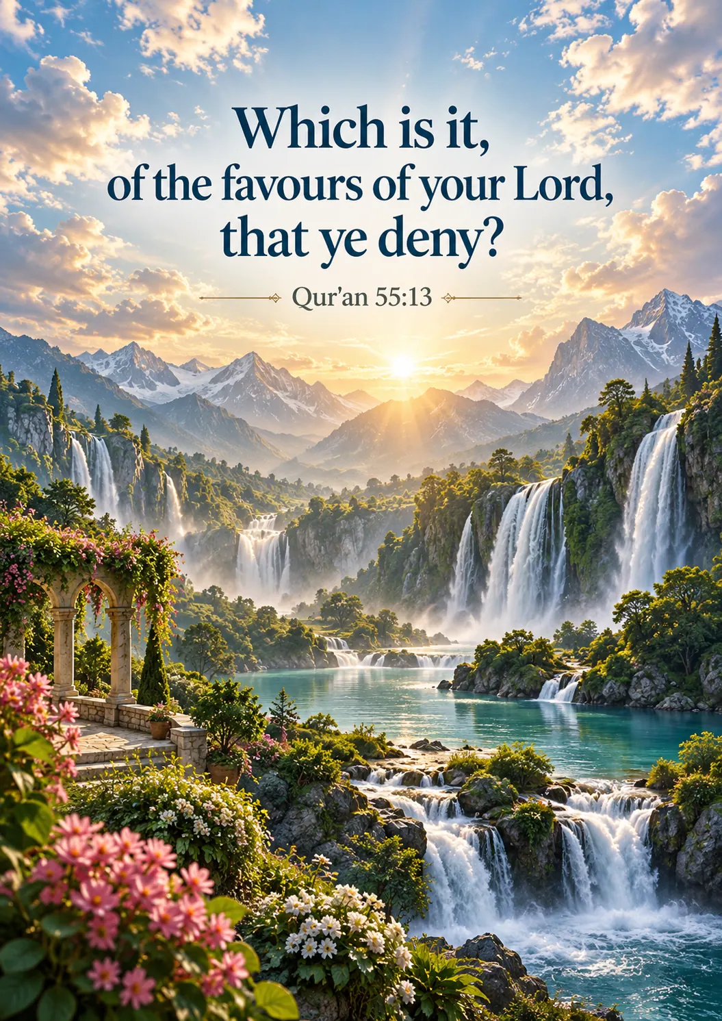 Aperçu imprimable de Affiche de verset coranique : bienfaits et gratitude (Qur’an 55:13)