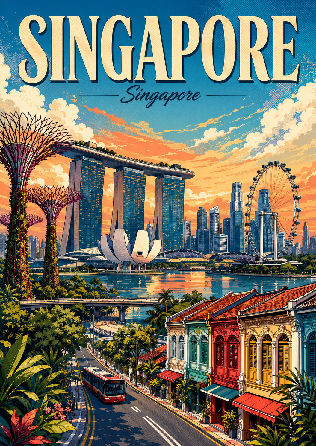 Poster Kota Ilustrasi Komik Singapura poster design preview