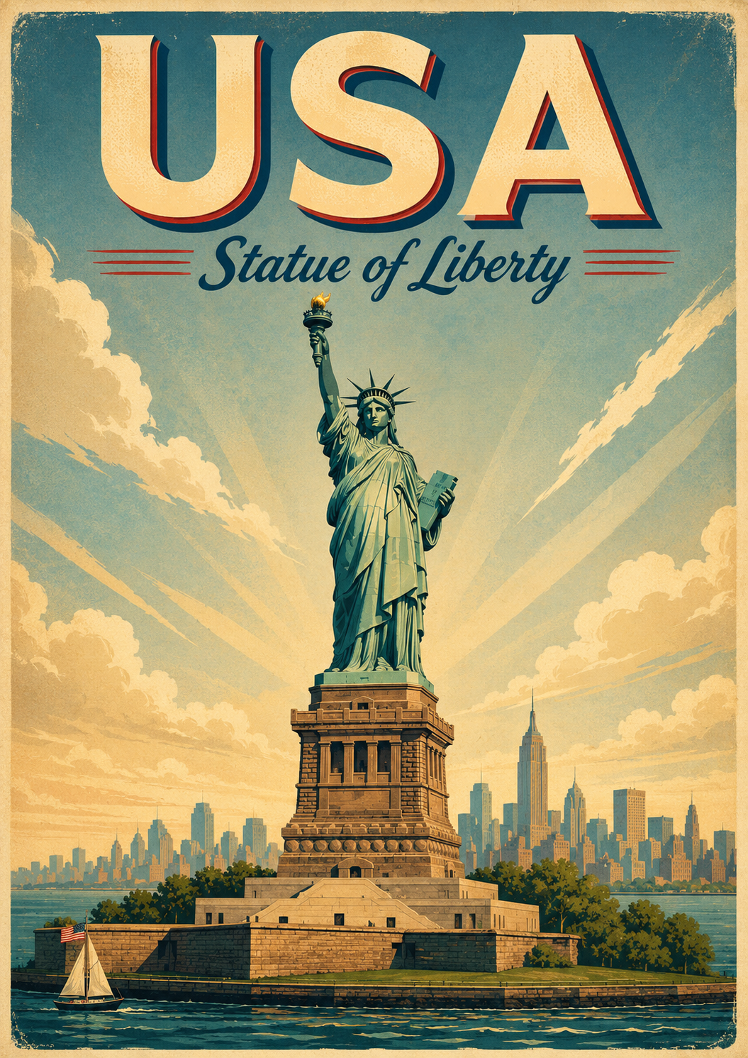 Statue of Liberty United States Vintage Travel Poster poster design preview