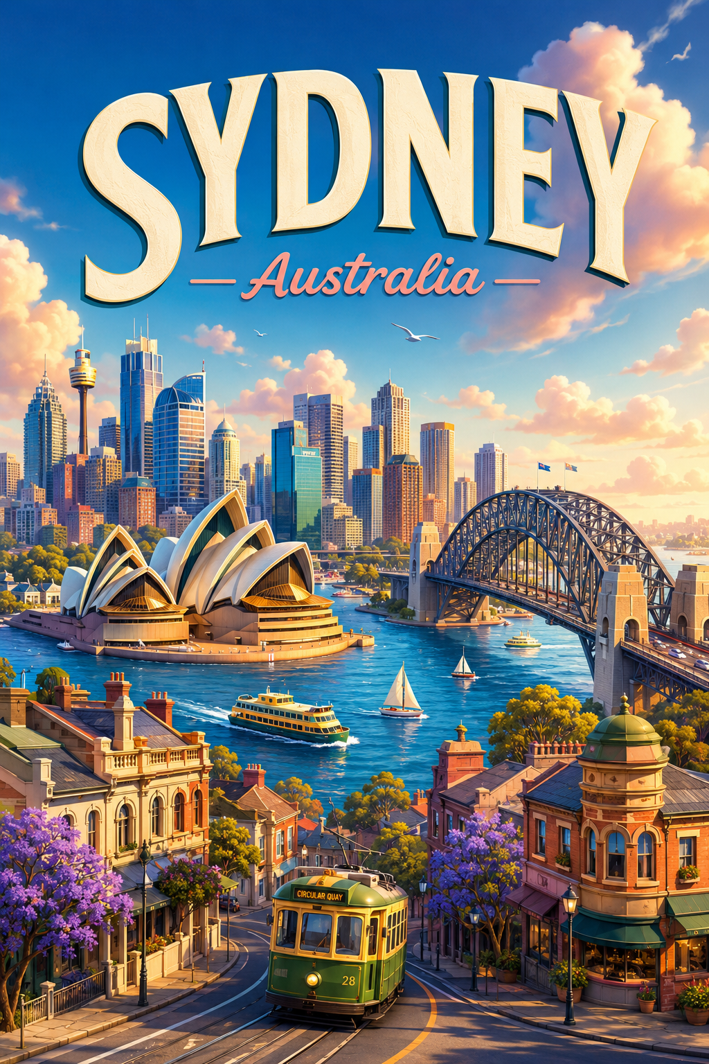 Sydney Australia Cinematic 3D Cartoon City Poster poster design preview