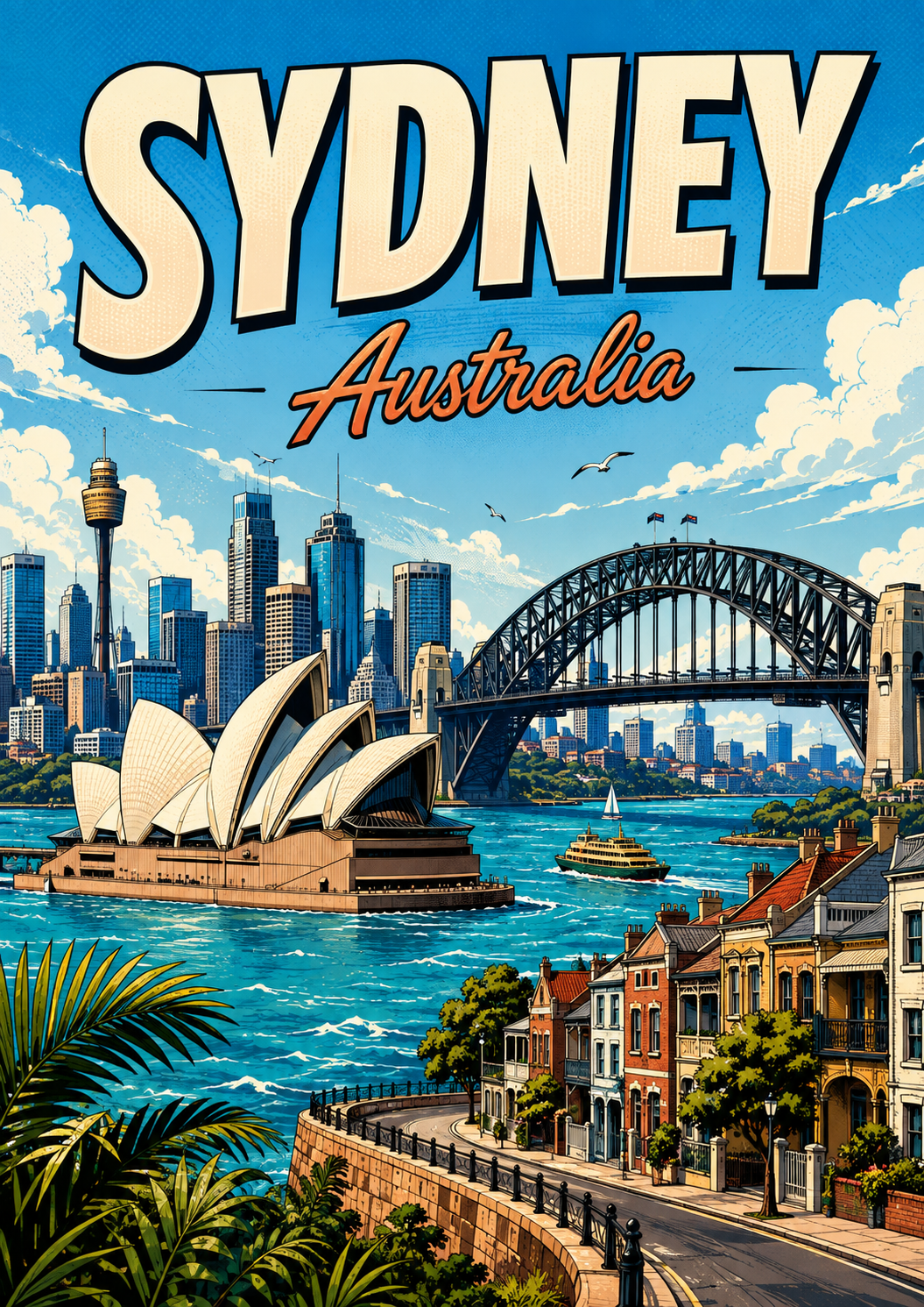 Poster Kota Ilustrasi Komik Sydney Australia poster design preview