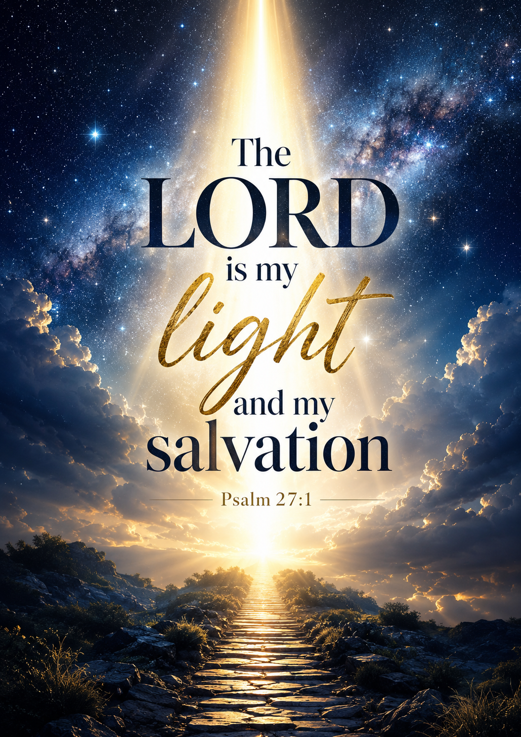 The LORD is my light and my salvation Psalm 27:1 Cinematic Christian Bible Verse Poster poster design preview