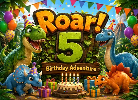 5th Dinosaur Birthday Adventure Poster poster design preview