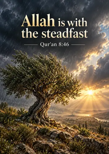 Allah is with the steadfast 8:46 Cinematic Islamic Qur'an Verse Poster poster design preview