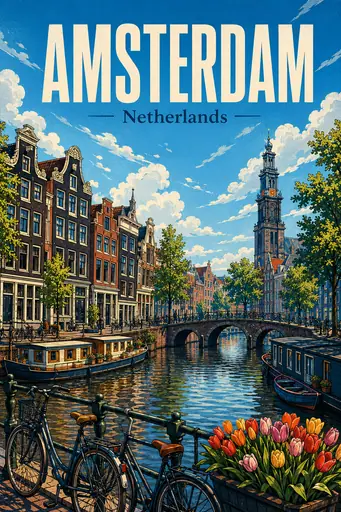 Amsterdam Netherlands Comic Illustration City Poster poster design preview