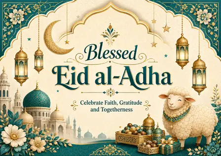 Blessed Eid al-Adha Family Celebration Poster poster design preview