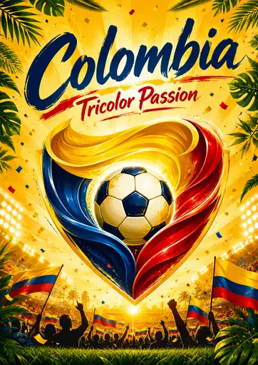 Colombia Tricolor Football Pride Poster poster design preview