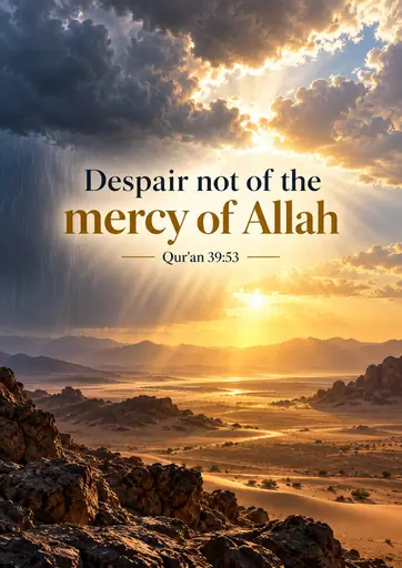 Despair not of the mercy of Allah 39:53 Cinematic Islamic Qur'an Verse Poster poster design preview