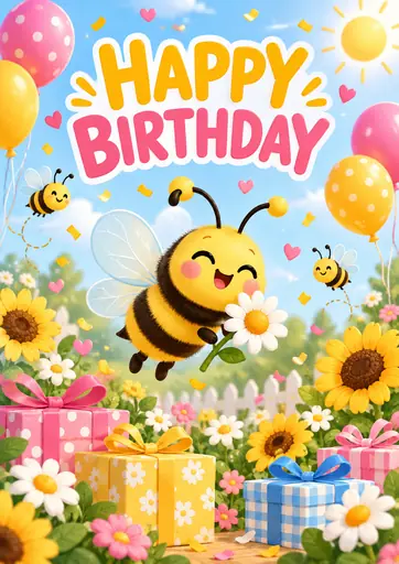Happy Birthday Bumblebee Kids Birthday Poster poster design preview