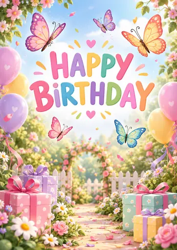 Happy Birthday Butterfly Kids Birthday Poster poster design preview
