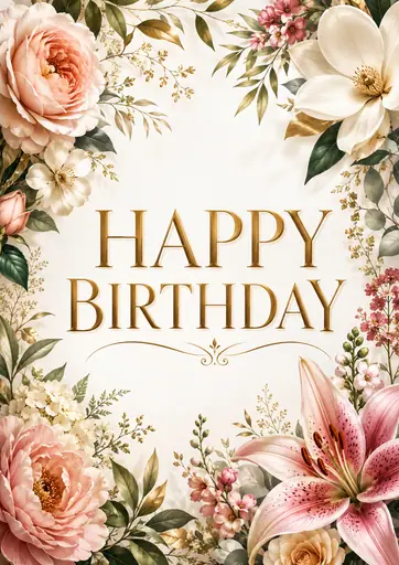 Happy Birthday Elegant Floral Adult Birthday Poster poster design preview