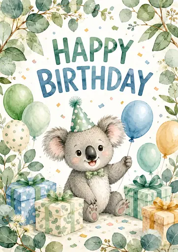 Happy Birthday Koala Kids Birthday Poster poster design preview