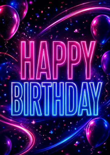 Happy Birthday Neon Glow Adult Birthday Poster poster design preview