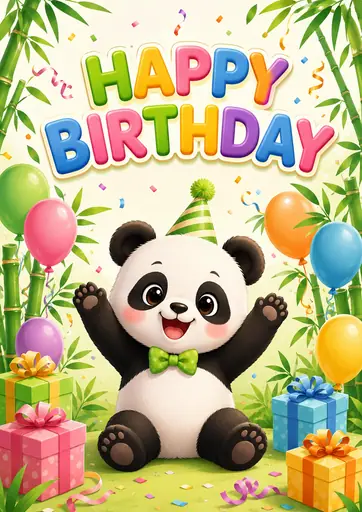 Happy Birthday Panda Kids Birthday Poster poster design preview