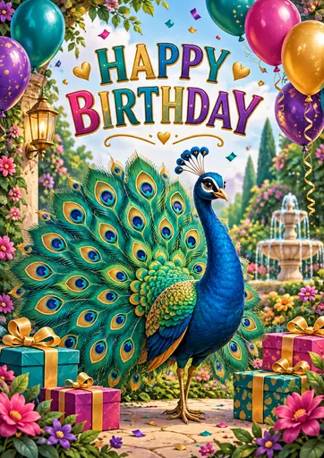Happy Birthday Peacock Kids Birthday Poster poster design preview