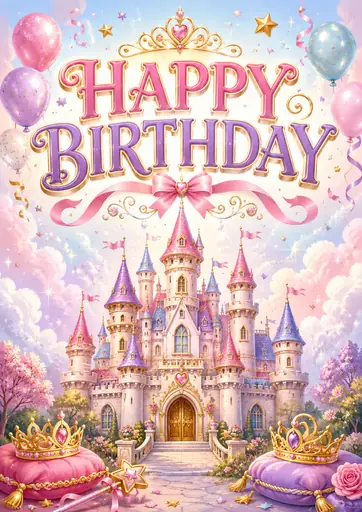 Happy Birthday Princess Fairytale Kids Birthday Poster poster design preview