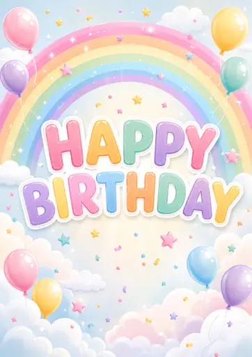 Happy Birthday Rainbow Kids Birthday Poster poster design preview