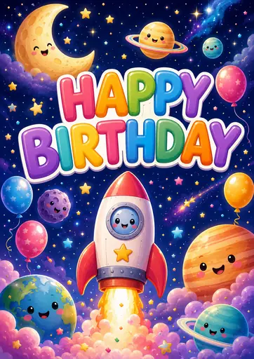 Happy Birthday Space Kids Birthday Poster poster design preview