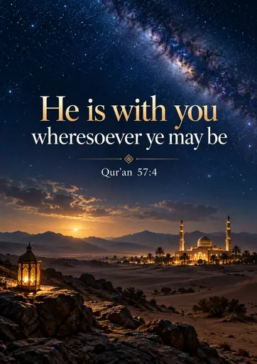 He is with you wheresoever ye may be 57:4 Cinematic Islamic Qur'an Verse Poster poster design preview