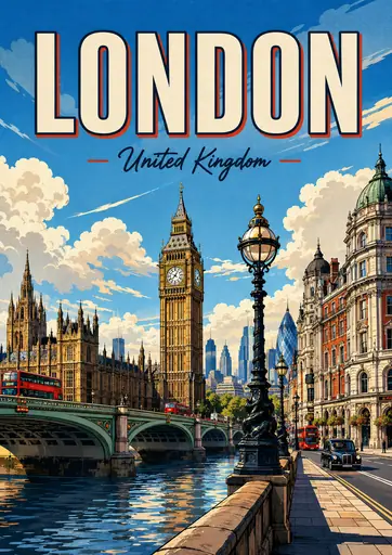 London United Kingdom Comic Illustration City Poster poster design preview