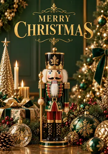 Merry Christmas Golden Nutcracker Gala Poster poster design preview
