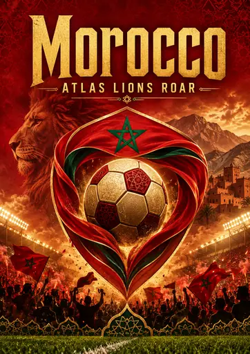 Morocco Atlas Lions Football Pride Poster poster design preview