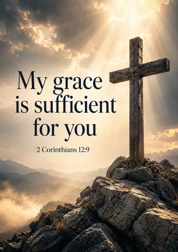 My grace is sufficient for you 2 Corinthians 12:9 Cinematic Christian Bible Verse Poster poster design preview