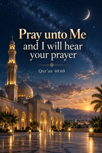 Pray unto Me and I will hear your prayer 40:60 Cinematic Islamic Qur'an Verse Poster poster design preview