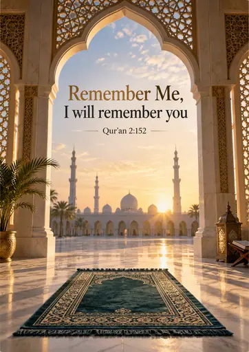 Remember Me, I will remember you 2:152 Cinematic Islamic Qur'an Verse Poster poster design preview