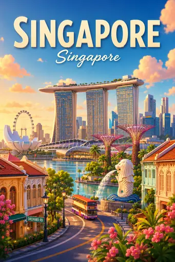 Singapore Cinematic 3D Cartoon City Poster poster design preview