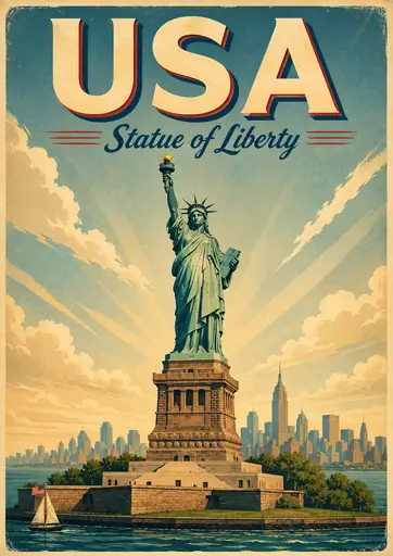 Statue of Liberty United States Vintage Travel Poster poster design preview
