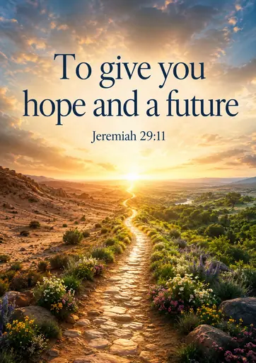 To give you hope and a future Jeremiah 29:11 Cinematic Christian Bible Verse Poster poster design preview