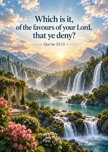 Which is it, of the favours of your Lord, that ye deny? 55:13 Cinematic Islamic Qur'an Verse Poster poster design preview
