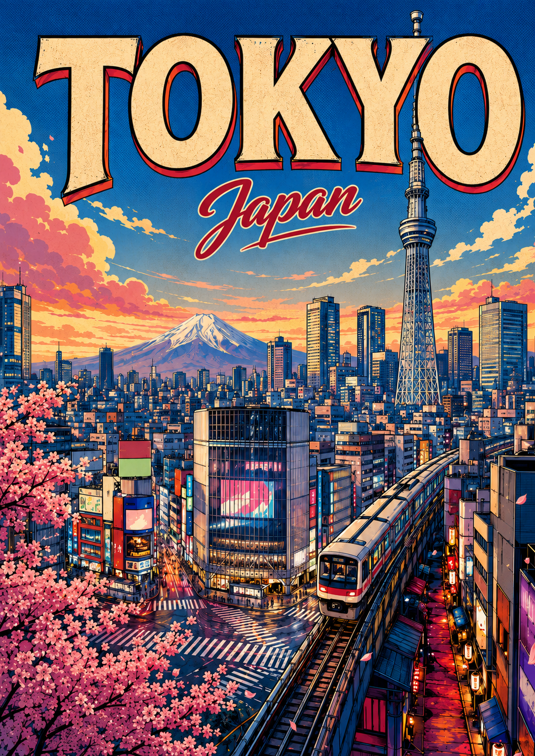 Poster Kota Ilustrasi Komik Tokyo Jepang poster design preview