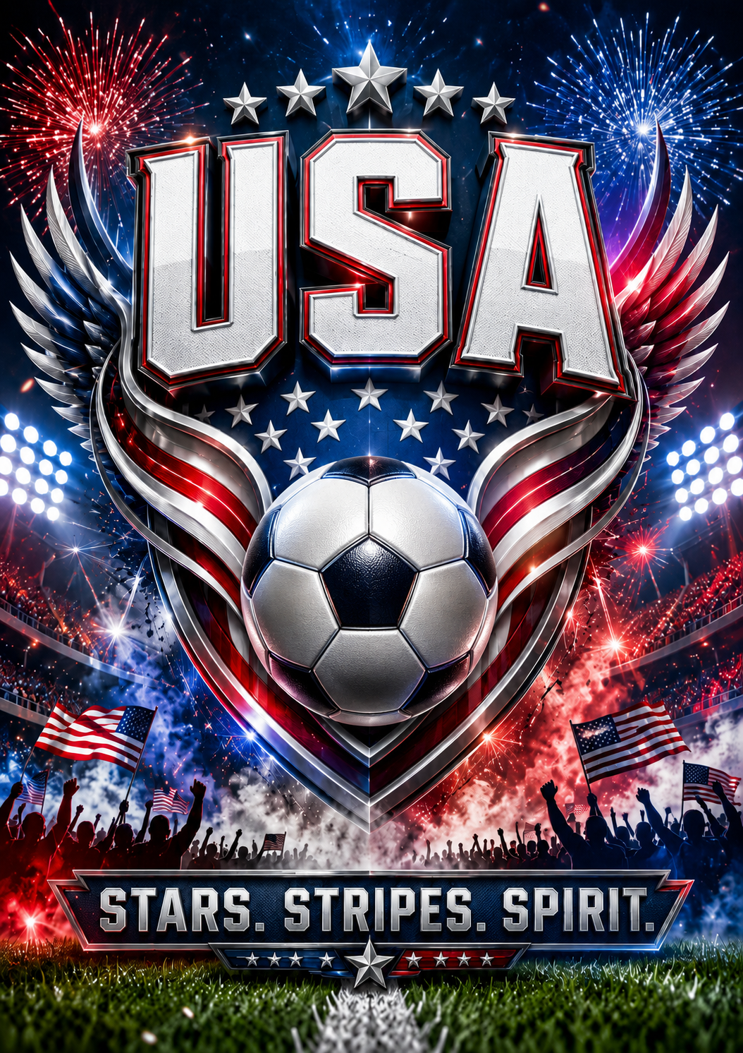 USA Stars and Stripes Football Pride Poster poster design preview