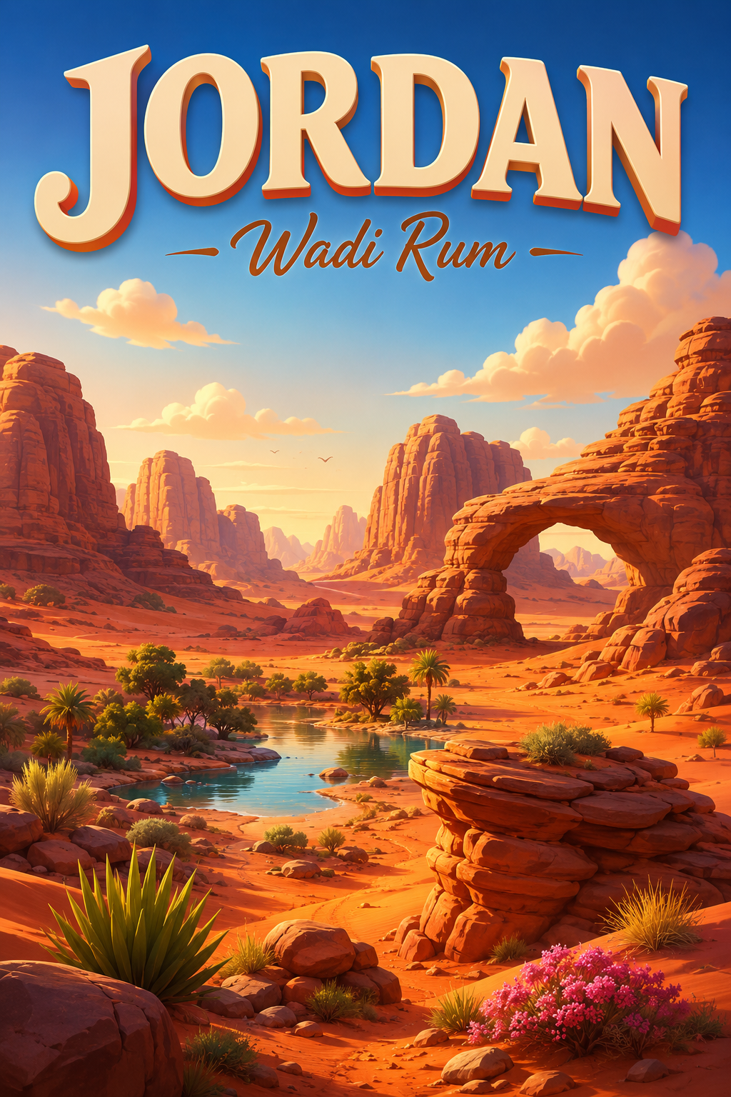 Wadi Rum Jordan Cinematic 3D Cartoon Nature Poster poster design preview